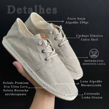 Impermeável Tênis Sapatilhas Espadrille , Homens Mocassins , Casual Lona Cor Sólida Sapatos Planos Para Férias - Cinza Claro - Visão 2