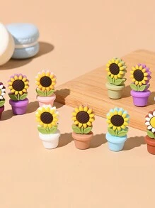 8pcs Random Sunflower Shaped Silicone Beads With Cord For DIY Jewelry & Pen Making Valentines - Multicolor - View 2