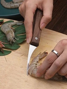 1入組304不銹鋼對蝦器，加厚木柄蝦肉剝殼器&對蝦器，專業廚房小工具 - 彩色 - 查看 12