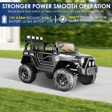 12V Kids Electric Ride On Car With Remote Control 3 Speeds, Electric Car For Kids, LED Lights, Radio, AUX/USB MP3 Music, Openable Doors & Suspension, Electric Car Vehicle For Toddlers & Kids - Hitam - View 6