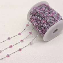 1m Stainless Steel Artificial Crystal Handmade DIY Beaded Chain, Suitable For Women Jewelry Making - 1 Meter - Stainless Steel - View 19