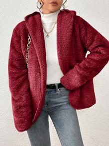 Women Faux Fur Coats - 紅色 - 查看 1