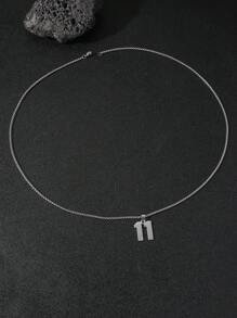 男士数字项链，银色运动员数字链，不锈钢吊坠，个性化运动配饰，适合篮球、棒球、足球和其他运动 - 銀色 - 查看 2