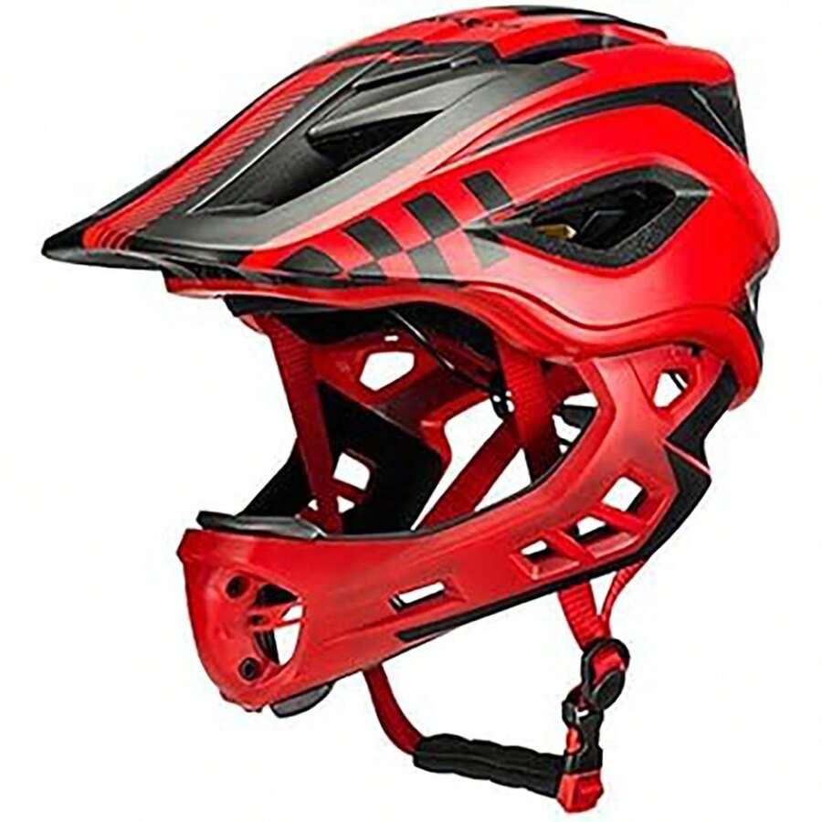 ROCKBROS Downhill Helmet Child Bicycle Children's Helmet Full Face Helmet S 48-53cm M 53-58cm Boy Girl With Removable Chin Guard For MTB BMX EPS/PC Shockproof - 紅色 - 查看 1