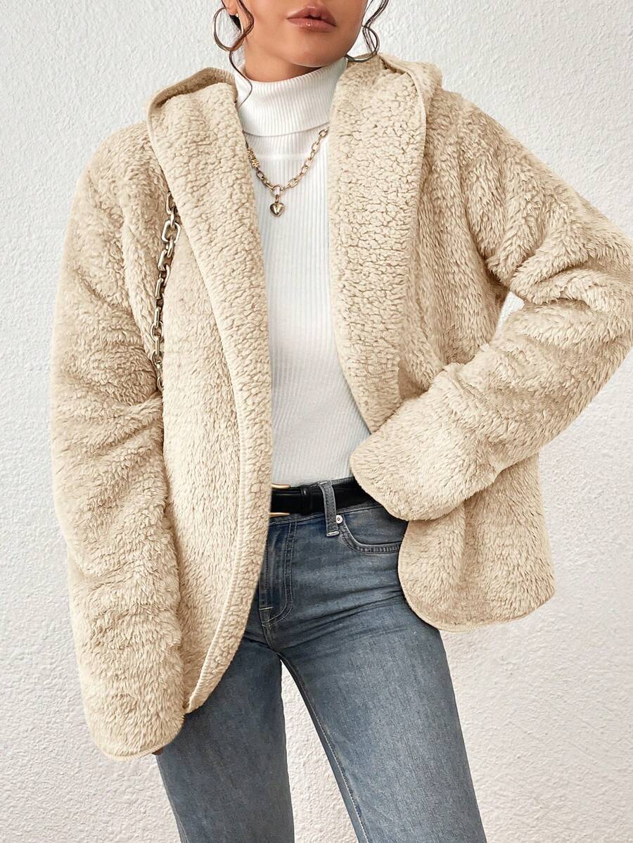 Women Faux Fur Coats - 杏色 - 查看 1
