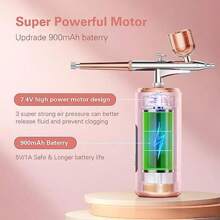 帶壓縮機的無線噴槍套裝 - 充電式噴塗槍套裝，配備0.3mm噴嘴，20-27PSI噴塗槍，適用於模型繪畫、美甲、蛋糕裝飾、化妝、理髮等用途 - 彩色 - 查看 3