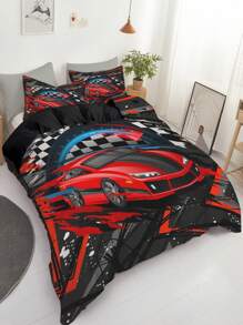 3pcs Duvet Cover Set, Racing Car Printed Bedding Set For Bedroom And Guest Room (1 Duvet Cover + 2 Pillowcase, Without Core)