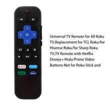 2 piezas de control remoto de TV Universal compatible con todos los televisores Roku, compatible con TCL Roku/Hisense Roku/Roku TV, control remoto de TV con botones / + / Hulu / Prime Video, No compatible con el Streaming Stick y la caja de Roku - Negro - Ver 4