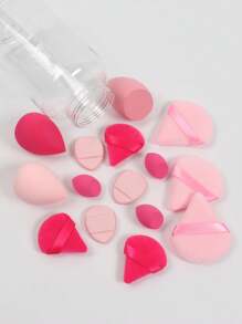 15pcs Makeup Sponge Set With Storage Container, Including 3pcs Makeup Sponge & 3pcs Mini Makeup Sponge & 3pcs Large Powder Puff & 3pcs Mini Powder Puff & 3pcs Mini Finger Cushion Puff, For Liquid, Cream And Powder Foundation, Multi-Colored Makeup Sponge, Latex-Free Dry And Wet Dual Use Foundation Cream, With Air Cushion Puff, Latex-Free Beauty Sponge And Makeup Puff, For Liquid Foundation, Foundation And Concealer. Suitable For All Skin Types. Made Of Ultra-Soft Velvet, Specially Designed For Contouring, Eye And Corner, Beauty Blending Container For Mix Foundation.