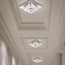 OYAJIA Modern LED Ceiling Lights Crystal Flush 21cm 12W 6000K Cold White Square Stainless Steel Mini Ceiling Lamp Crystal Chandelier Pendant Lighting Fixture For Bedroom,Kitchen,Living Room And Hallway - White - View 2