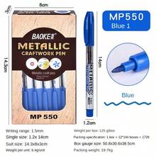 12pcs Gold And Silver Metallic Marker Pens Set For Office Writing, Signing And Calligraphy - Blue - View 1