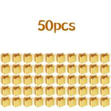 3/20/50 pièces Boîtes de faveur de mariage de 2 x 2 x 2 pouces , boîtes à bonbons gold de Noël avec rubans, boîtes de cadeau carrées vides en papier avec couvercles pour faveurs de fête, fête de naissance, création de mariée, pour traiter les invités
