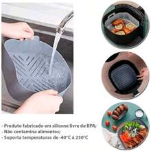 Forma de Silicone Air Fryer Cesta Fritadeira Quadrada 16CM