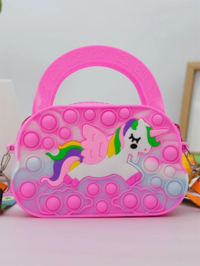 Heart-Shaped Handbag, Silicone Crossbody Bag, Unicorn Wallet - Stress Relief, Durable Storage Small Bag