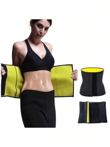 1 pieza Cinturón reductor de cintura para mujer para verano, cinturón moldeador negro y amarillo para soporte abdominal posparto para exteriores, deportes, viajes, hogar, oficina, escuela
