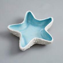 NJCHARMS 1pc Ceramic Conch Starfish River Clams Tray, Blue Creative Storage Bowl Trinket Tray, Jewelry Organizer Dish Bracelet Earrings Necklace Storage Candy Container For Entryway Table Birthday Home Party Decor Back To School