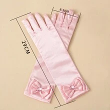1 Pair Children Milk Silk Glove Crown & Magic Wand Set Princess Color Satin Magic Gloves - Pink - View 3