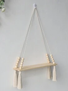1 pieza Estante colgante decorativo tejido a mano de estilo bohemio para la pared, estante de almacenamiento montado en la pared