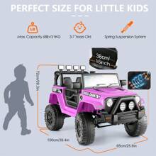 12V Kids Electric Ride On Car With Remote Control 3 Speeds, Electric Car For Kids, LED Lights, Radio, AUX/USB MP3 Music, Openable Doors & Suspension, Electric Car Vehicle For Toddlers & Kids - Purple - View 9