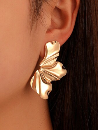 2pcs Women Fashionable Leaf Series Earrings For Outdoor Traveling, Wedding Party, Festival Dressup And Gift