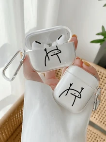 Apple White Cartoon Black Lines Pattern Premium Headphone Protective Case
