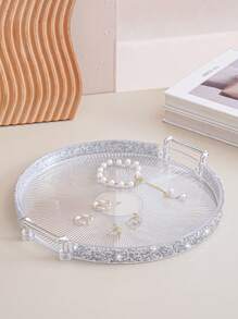 1pc Decorative Tray, Accessories Tray, Jewelry Tray, Wedding Decoration Tray Jewelry Box, Jewellery Box, Jewelry Organizer For Women And Girls, Jewelry Holder, Ideal For Halloween Earrings, Necklace, Rings, And Wedding Accessories;Also Suitable For Home Decor And Bridesmaid Gift Valentine Day Back To School - Clear - View 10