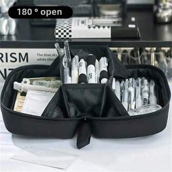 1 件，大号铅笔盒，文具袋，铅笔盒，大容量铅笔盒，手持铅笔盒，文具盒，化妆品，便携式礼物，适用于办公室、学校、青少年、男士、女士、成人返校