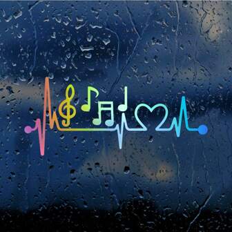 1入組心跳音樂汽車貼紙，汽車造型裝飾配件防水乙烯基膠貼紙