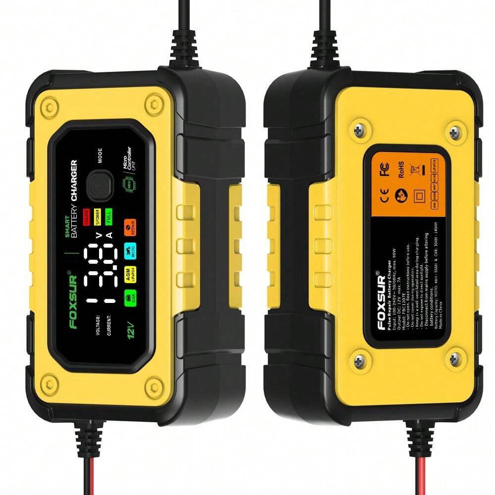 12V 7A Car Battery Charger Digital Battery Maintainer LCD Display Smart Fast Charge For Calcium