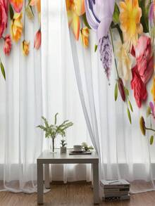 浪漫家居約會裝飾窗簾，透氣、透明的客廳/臥室/書房夫妻窗簾，防刮擦、易清潔/拆卸/組裝 - 黃色 2 - 查看 5