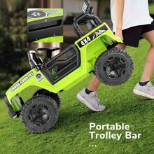 12V Kids Electric Ride On Car With Remote Control 3 Speeds, Electric Car For Kids, LED Lights, Radio, AUX/USB MP3 Music, Openable Doors & Suspension, Electric Car Vehicle For Toddlers & Kids - 綠色 - 查看 10