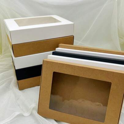 10入組卡紙和白卡紙透明PVC窗口展示禮品盒，適用於毛巾、絲巾、玩具、項鍊等