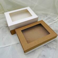 10pcs/Pack Kraft Paper & White Cardboard Transparent PVC Window Display Gift Box For Towels, Silk Scarfs, Toys, Necklaces, Etc.