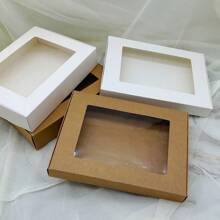 10pcs/Pack Kraft Paper & White Cardboard Transparent PVC Window Display Gift Box For Towels, Silk Scarfs, Toys, Necklaces, Etc.
