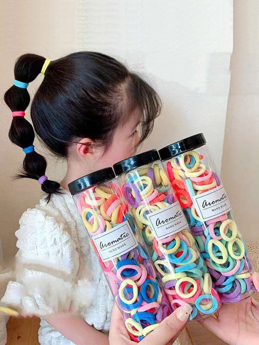 Bộ 100 chiếc vòng buộc khăn cho tuổi teen, dây buộc tóc co giãn cao, dễ thương cho bé gái, không gây hư hại tóc. - Nhiều màu - Xem 1