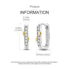 925 Sterling Silver Sparkling Gold Star Rectangular Earrings  Elegant Luxury Earrings Gifts For Women Girls - Silver - View 3