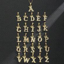 1pc Stainless Steel Letter A-Z Necklace With Micro-Inlaid Zirconia Crown Pendant For Women Everyday Wear, Removable Copper Plated Pendant, Ideal Gift For Good Friends Or Classmates