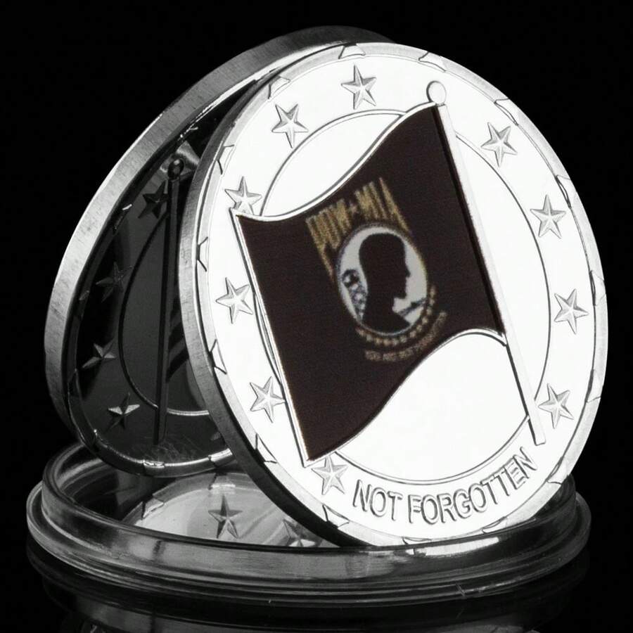 US Not Forgotten POW MIA Coin Collection Gift Flag Veteran  Challenge Coins Metal Plated Silver Coin For Souvenirs - Silver - View 1