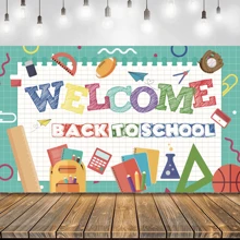 1 Pc Welcome Back To Classroom Banner 59x35inch - First Day Of University Hanging Banner Backdrop, Large Welcome Sign Poster Bulletin Board Flag Wall Decorations For Collage Classroom - Style C - View 1