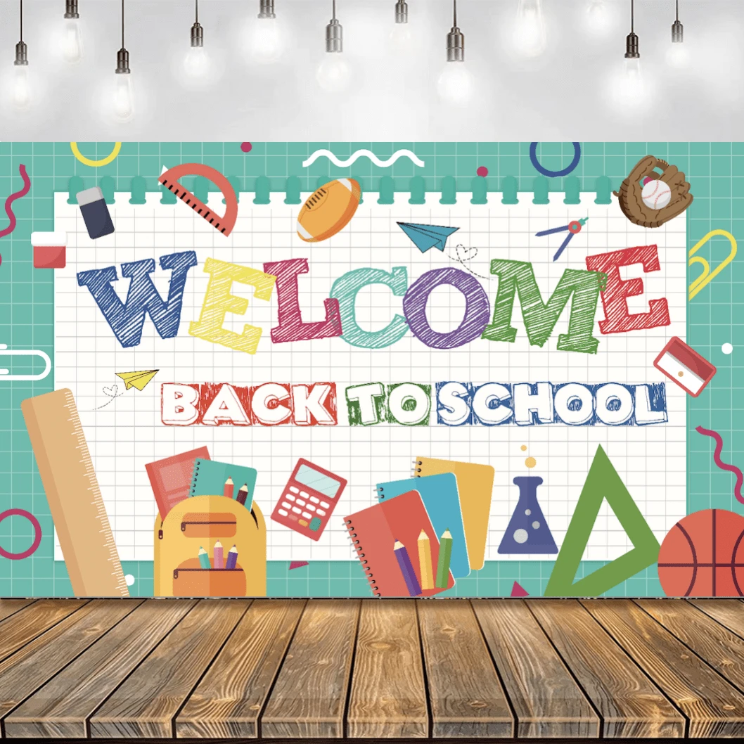 1 Pc Welcome Back To Classroom Banner 59x35inch - First Day Of University Hanging Banner Backdrop, Large Welcome Sign Poster Bulletin Board Flag Wall Decorations For Collage Classroom - Style C - View 1