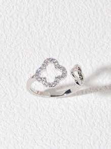 1 pieza Anillo de trébol de cuatro hojas de tamaño ajustable para mujer, regalo para novia/madre