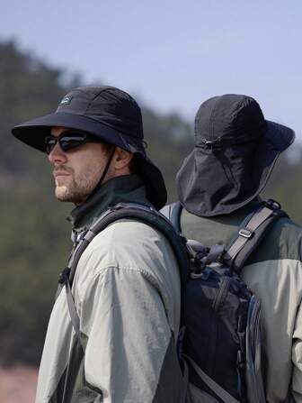 男士速干防水防晒渔夫帽，带颈盖，适合户外徒步、登山和钓鱼男士遮阳帽夏季帽子，适合徒步、钓鱼等夏季户外活动