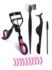 Set de rizador de pestañas 6 en 1, kit de cepillos para cejas para mujeres con rizador de pestañas, separador de peine de pestañas, pinzas de pestañas, 3 cepillos de rímel, 5 almohadillas de repuesto de silicona para pestañas y cejas,rizador pestañas rizador de pestañas enchinadores