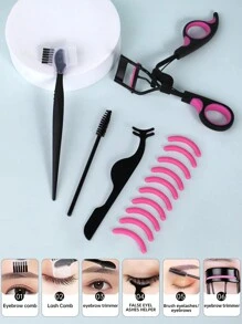 Set de rizador de pestañas 6 en 1, kit de cepillos para cejas para mujeres con rizador de pestañas, separador de peine de pestañas, pinzas de pestañas, 3 cepillos de rímel, 5 almohadillas de repuesto de silicona para pestañas y cejas,rizador pestañas rizador de pestañas enchinadores