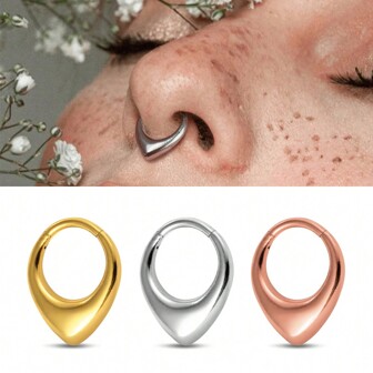 1pc Water Droplet Clip Helix Hoop Earrings 316L Surgical Stainless Steel Nose Ring Tragus Septum Rings Piercing Women Body Jewelry