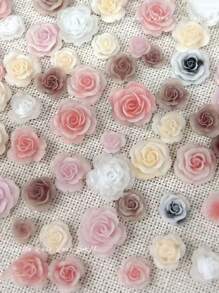 50pcs Mixed Size Retro Rose Resin Carved Camellia Flower Nail Art Decorations, Including Roses, For Nail Accessories (Nails NOT Included) DIY Nail Charms Nail Gems Nail Supplies
