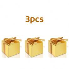 3/20/50 pièces Boîtes de faveur de mariage de 2 x 2 x 2 pouces , boîtes à bonbons gold de Noël avec rubans, boîtes de cadeau carrées vides en papier avec couvercles pour faveurs de fête, fête de naissance, création de mariée, pour traiter les invités