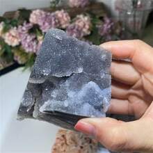 1 块天然闪锌矿立方体装饰 - 1.574 英寸 - 2.362 英寸水晶簇适用于房间办公室舞台花园装饰室内装饰石不对称几何立方体 - 节日生日的理想礼物 - 銀色 - 查看 10