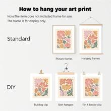 Set Of 3 Bohemian Abstract Floral Wall Art Canvas Prints, Terracotta Block Print, Floral Wall Art, Vintage Art Prints, Flower Market Poster, Modern Art, Ideal Gift For Bedroom Living Room Hallway, Room Decor, Wall Decor, Home Decor, Summer Decor, Unframed