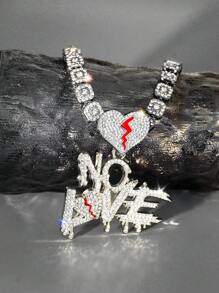 1pc Fashionable Creative Zinc Alloy Rhinestone Pendant Necklace With Greeting Card Jewelry Box For Mother's Day, Women